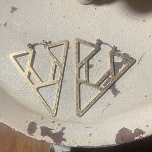 Triangles Gold Sideways Earrings